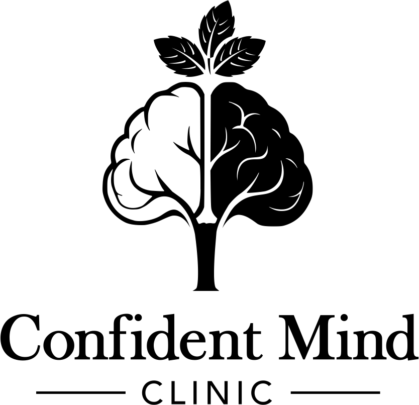 black and white logo for Confident Mind Clinic